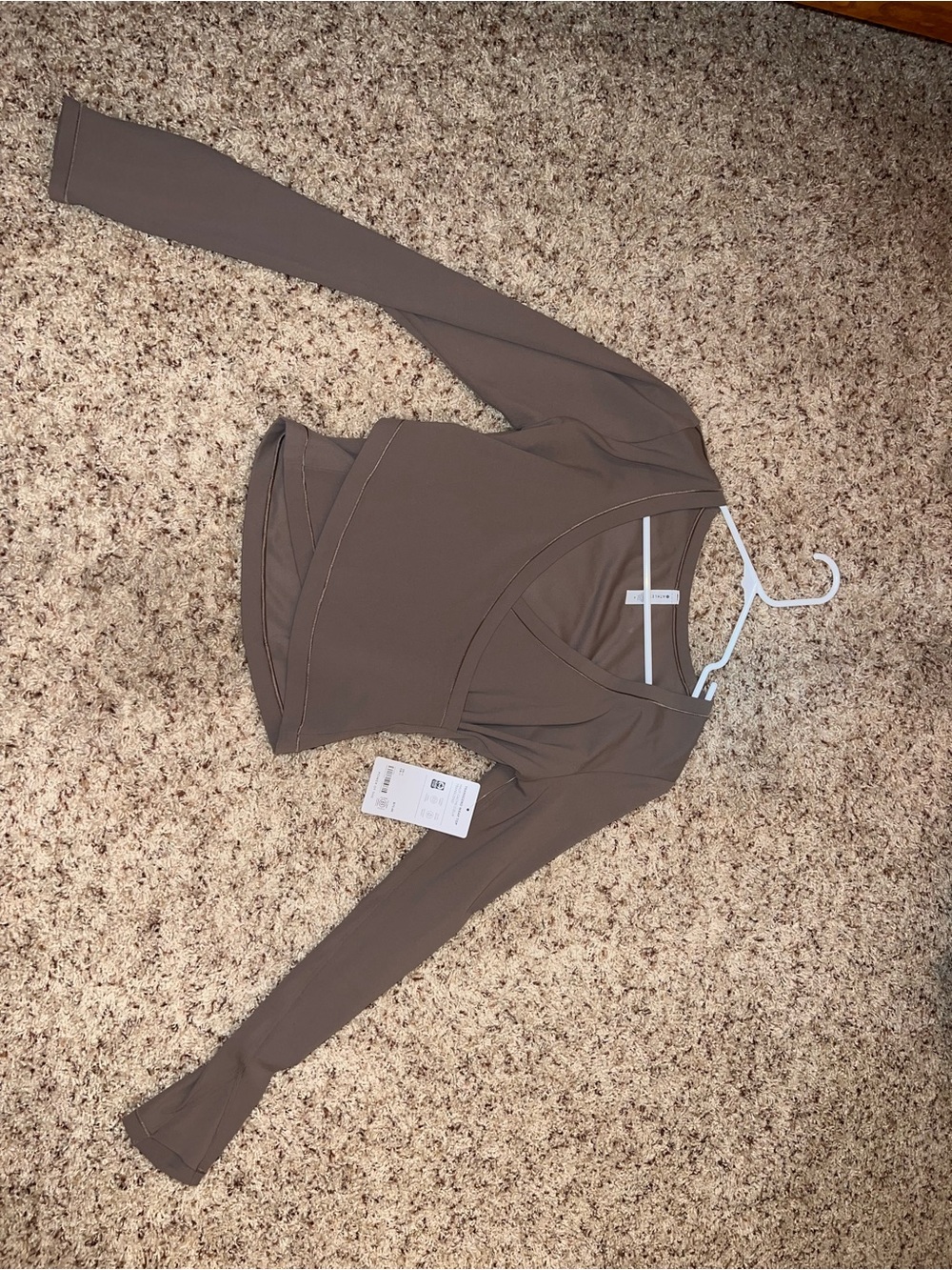 Athleta Transcend Wrap Top Taupe Brown M NWT